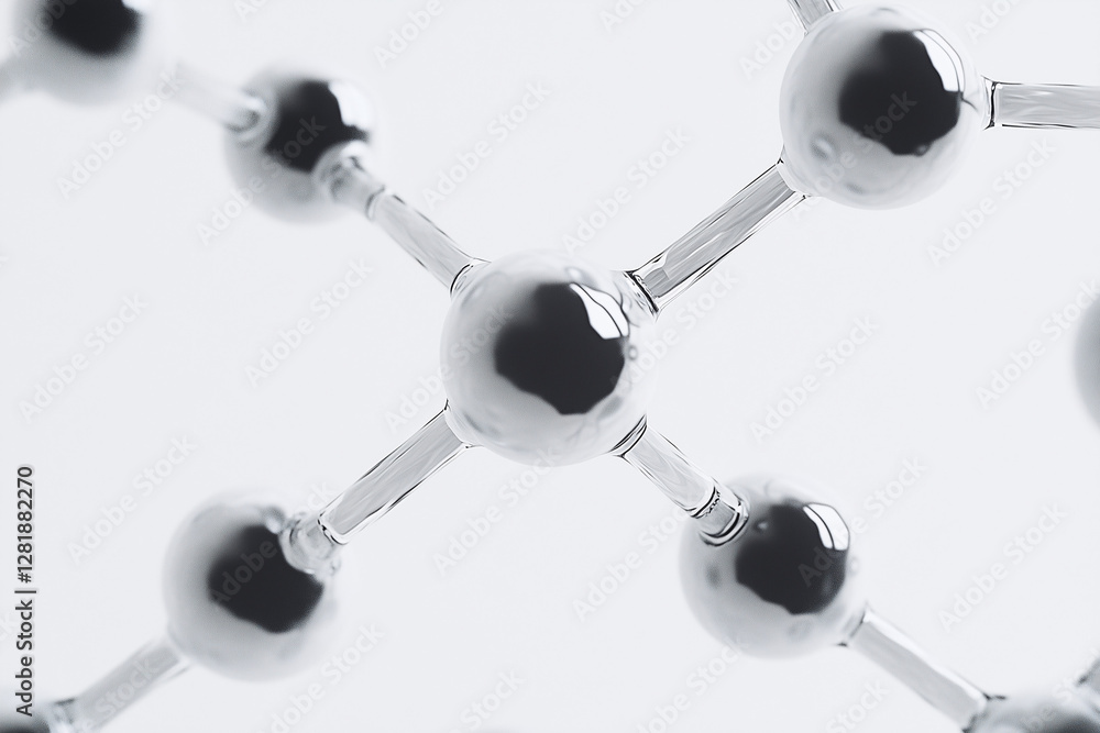 Aufkleber molecular bond: this close-up image reveals an intricate molecular structure, with gleaming spheres 