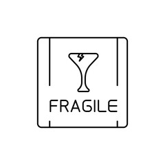 Fragile Handle with Care Label Icon Outline for Shipping and Package Safety
