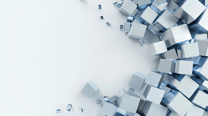 metal cubes on a white background, one cube is blue and grey, one with a silver color