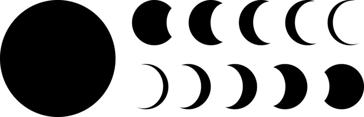 set of flat Moon Phase Sign Symbol in a Trendy Style. Vector Icons collection for Creating Logos, Patterns and Web design