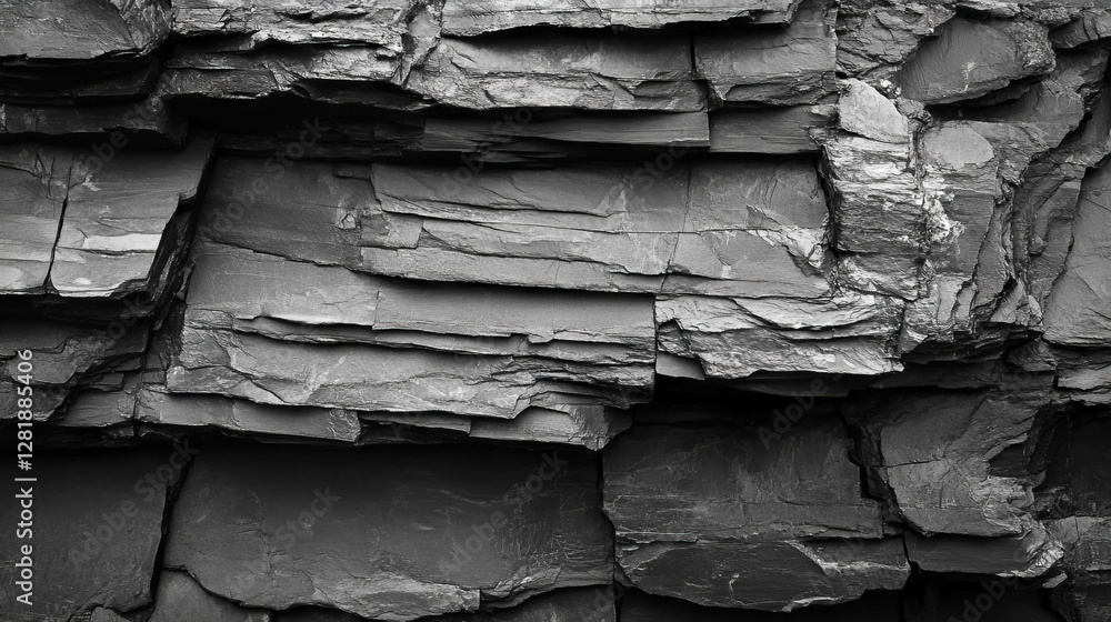 Poster glossy layered black slate texture for natural design and background concepts