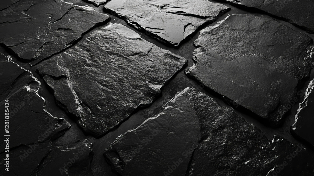 Poster glossy layered black slate texture for background design