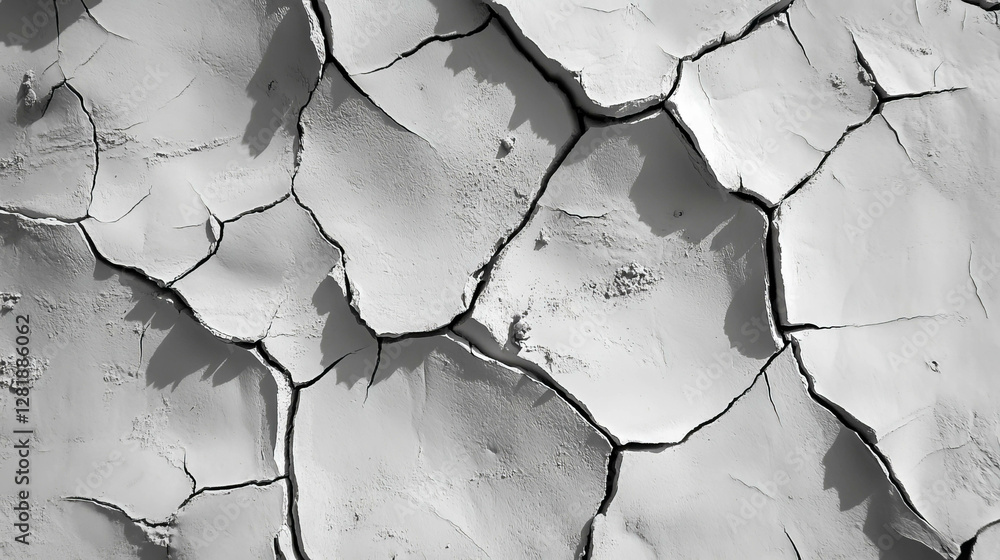 Poster abstract texture of light grey mud wall showing cracks and subtle patterns for design uses
