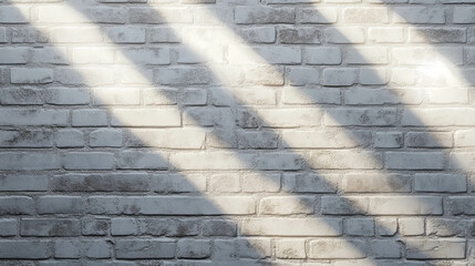Light grey smooth weathered brick wall with sunlight shadows for background design