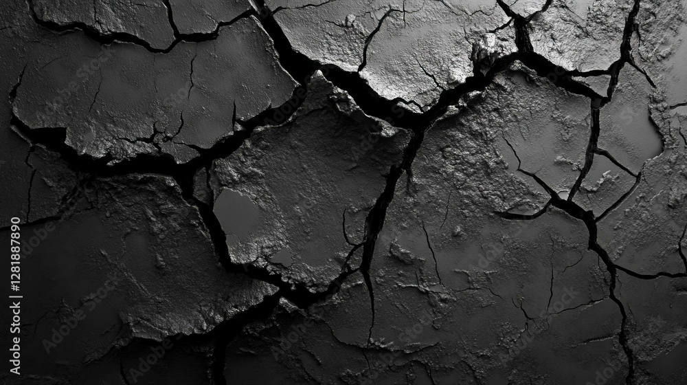 Poster cracked textured mud wall with rough surface for rustic design and architecture