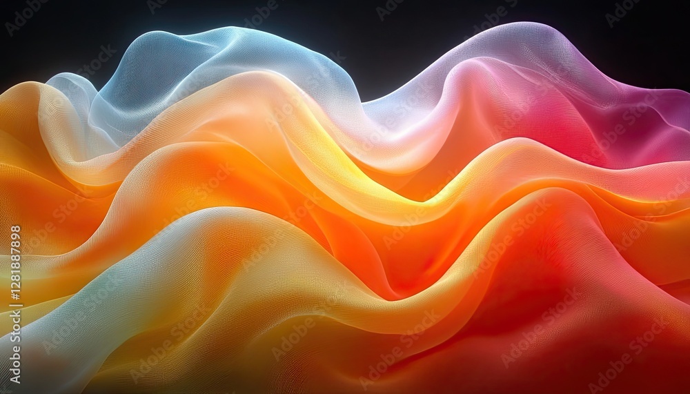 Aufkleber abstract flowing fabric in warm colors; blue, orange, and red tones create a smooth gradient. perfec