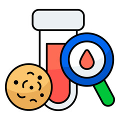 An editable design icon of search sample tube, lab apparatus