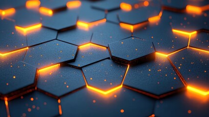 Glowing Hexagon Network, Abstract Background, Tech