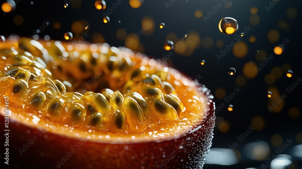Poster a slice of orange with a few seeds on it