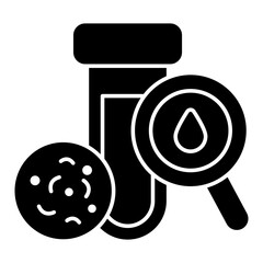 An editable design icon of search sample tube, lab apparatus