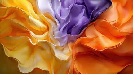 A colorful piece of fabric with a yellow, orange, and purple stripe