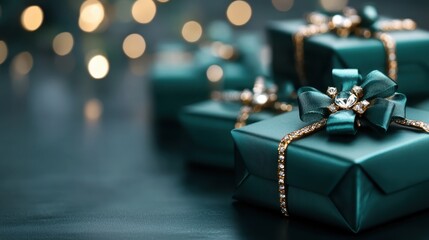 A collection of beautifully wrapped gift boxes with sparkling decorations, conveying a sense of elegance and anticipation for the meaningful moments they bring.