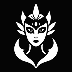 A woman with a mask that says lady on it.