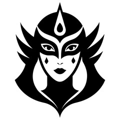 A woman with a mask that says lady on it.