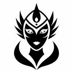 A woman with a mask that says lady on it.