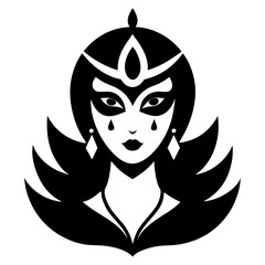 A woman with a mask that says lady on it.