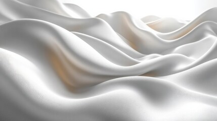 Fototapeta premium Soft white silk fabric draped elegantly, creating gentle waves and shadows in a serene setting