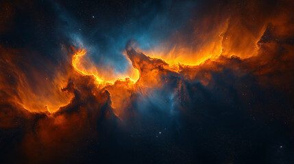 Fiery Cosmic Nebula in Deep Space &ndash; AI Generated