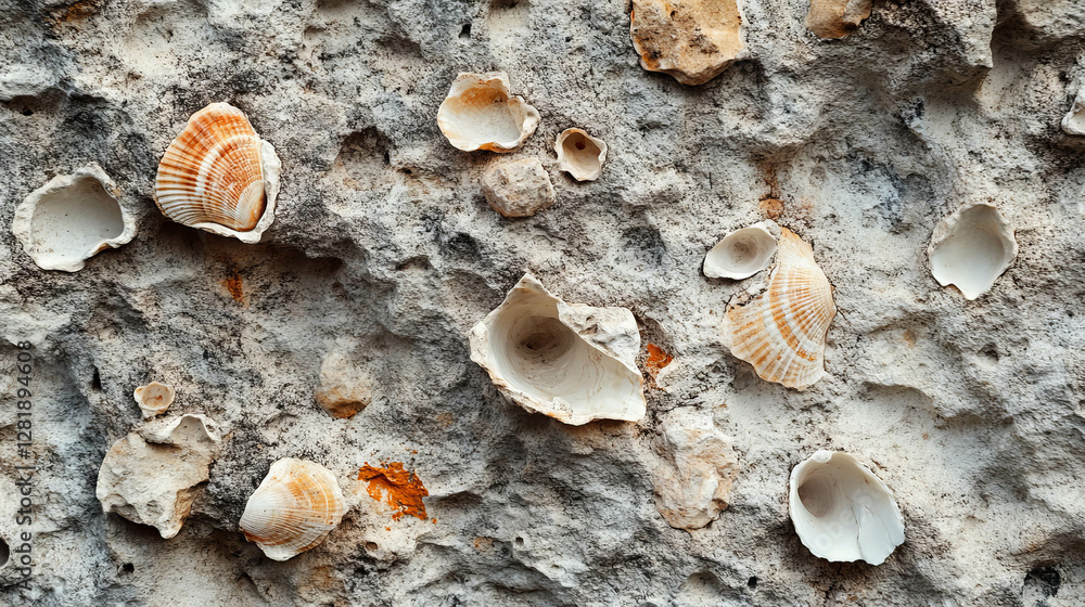 Poster limestone texture with embedded shell fragments for natural design and decoration