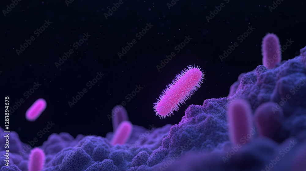 Poster microscopic world of bacteria: an immersive look into a vibrant microscopic world, showcasing the in