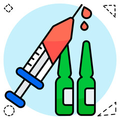 Premium download icon of injection with vials, vaccination vector