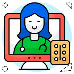A unique design icon of online doctor