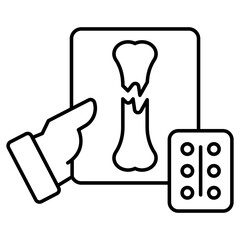 A flat design icon of broken bone