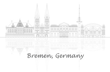 Obraz premium GR4_000_108.epOutline Skyline panorama of city of Bremen, Germany - vector illustrations