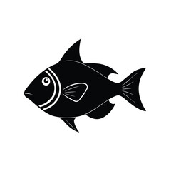 Triggerfish Silhouette Vector Art and Black Color Triggerfish Illustration