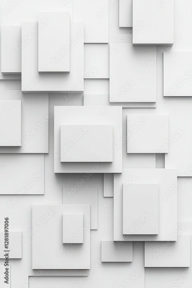 Aufkleber abstract white geometric shapes composition modern minimalist design clean background for creative p