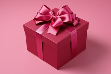 Obraz premium a close up of a red gift box with a pink bow