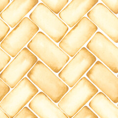 Soft yellow brick pattern creates a warm and inviting background reminiscent of vintage architecture