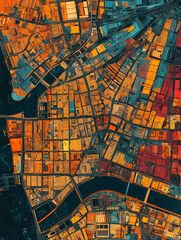 Fototapeta premium Futuristic Aerial View of a Colorful Urban Cityscape – AI Generated