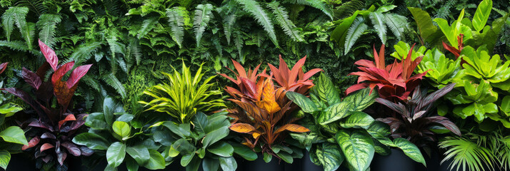 Vibrant tropical foliage with lush greenery for nature and eco design