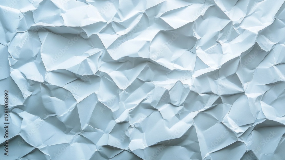Poster Textures of crumpled paper create a captivating minimalist backdrop, inviting creativity. The soft shadows and folds inspire unique artistic expressions or design projects.