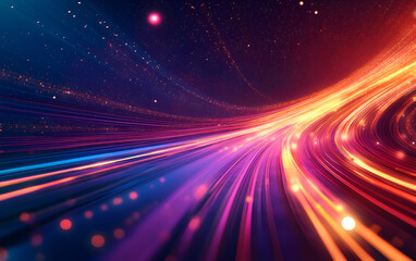 Fototapeta premium Fast-moving abstract light streaks representing high-speed technology and digital motion