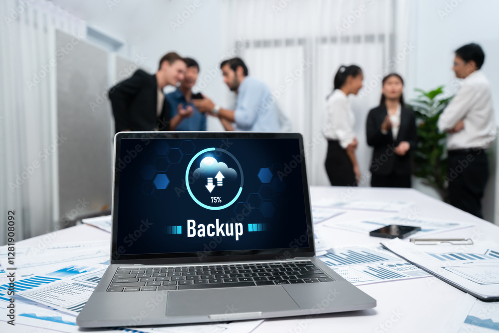 Aufkleber Backup Storage Data Internet Technology Business concept. Database storage cloud technology file data transfer sharing, cyber, big data information, internet banking application download upload brisk