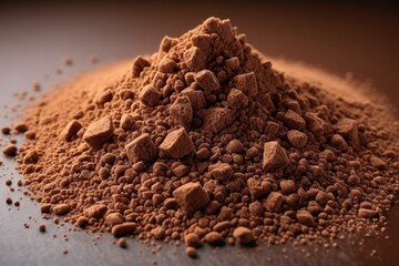 a close up of a pile of chocolate powder on a table