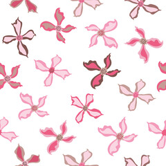 Hand drawn colourful flowers, seamless patterns with floral for fabric, textiles, clothing, wrapping paper, backdrop, banner, illustration, abstract backgrounds.
