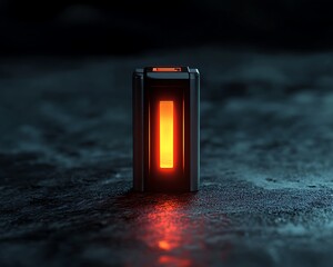 Futuristic glowing letter I on dark surface