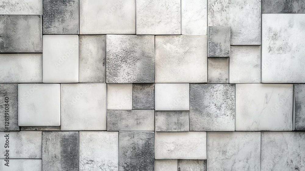 Poster abstract texture of mixed grey and white tiles with grout for interior design and architectural use