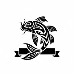 Tribal koi fish design with intricate patterns and flowing fins