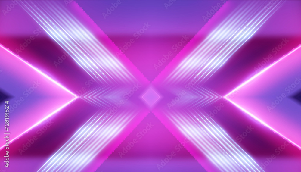 Poster colorful abstract pattern with soft neon lights and geometric shapes in a futuristic design