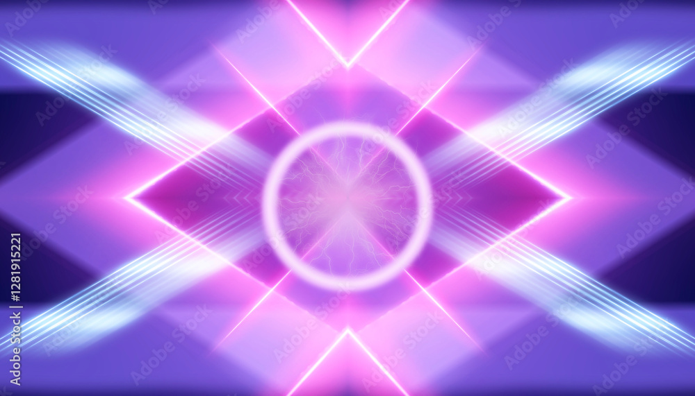 Poster colorful abstract pattern with soft neon lights and geometric shapes in a futuristic design