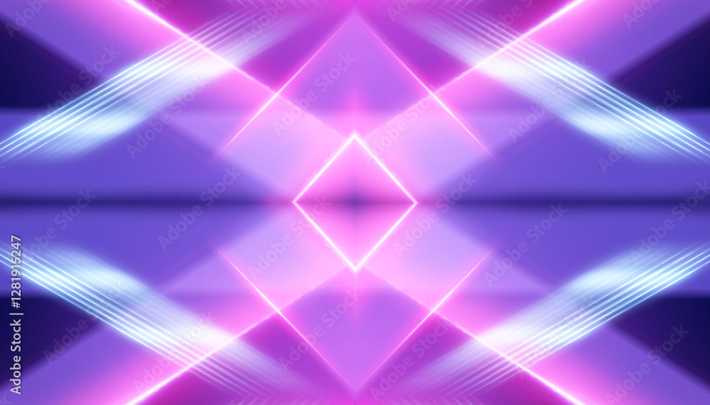 Poster colorful abstract pattern with soft neon lights and geometric shapes in a futuristic design