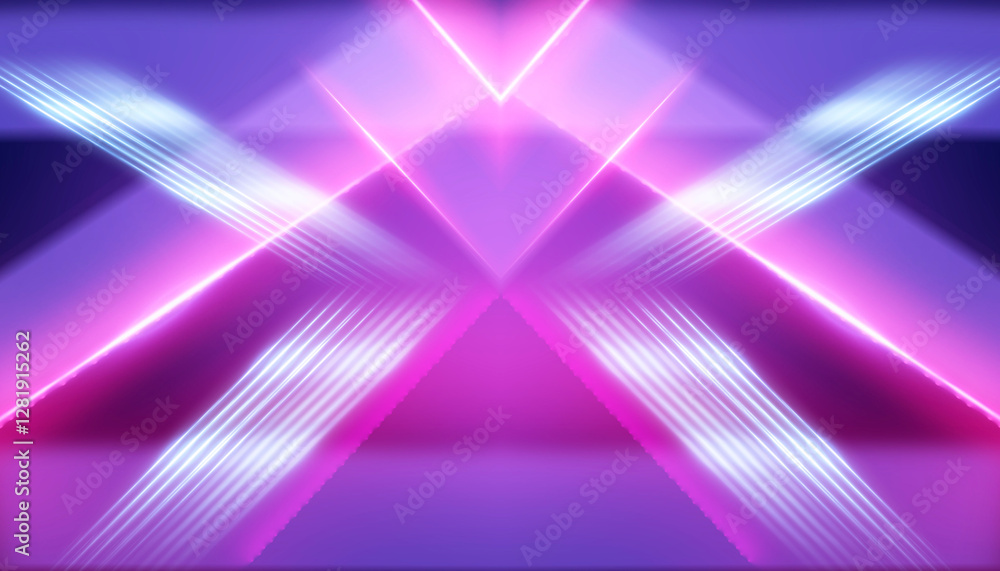 Poster colorful abstract pattern with soft neon lights and geometric shapes in a futuristic design