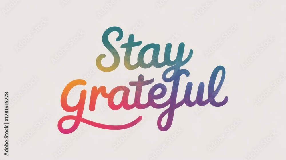 Poster stay grateful text design with colorful gradient effect