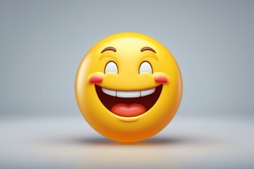 Fototapeta premium smiling yellow emoticion with open mouth and tongue