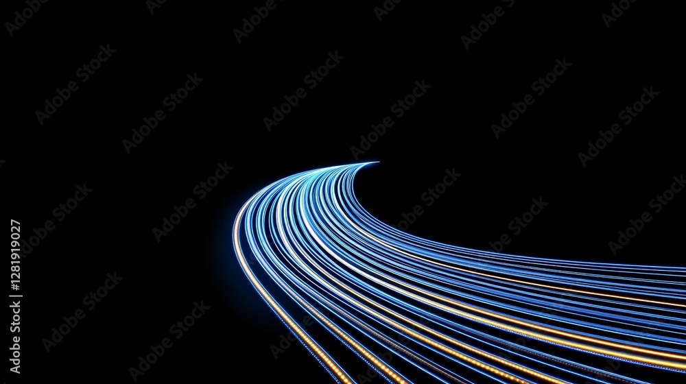 Poster Flowing Light Trails on a Dark Background Creating Motion Effect