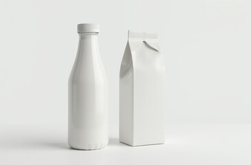 Minimalist Milk Bottle Mockup with Empty Space for Branding. Packaging design, branding mockups, dairy product advertisements, commercial marketing